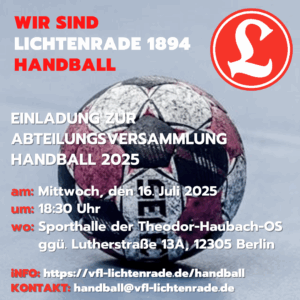 Abteilungsversammlung Handball 2025 @ Sporthalle der Theodor-Haubach-Oberschule | Berlin | Berlin | Deutschland